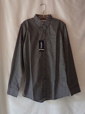 Wrangler Riata Boys Classic Fit Black White Plaid Button Down Shirt Size XXL NEW